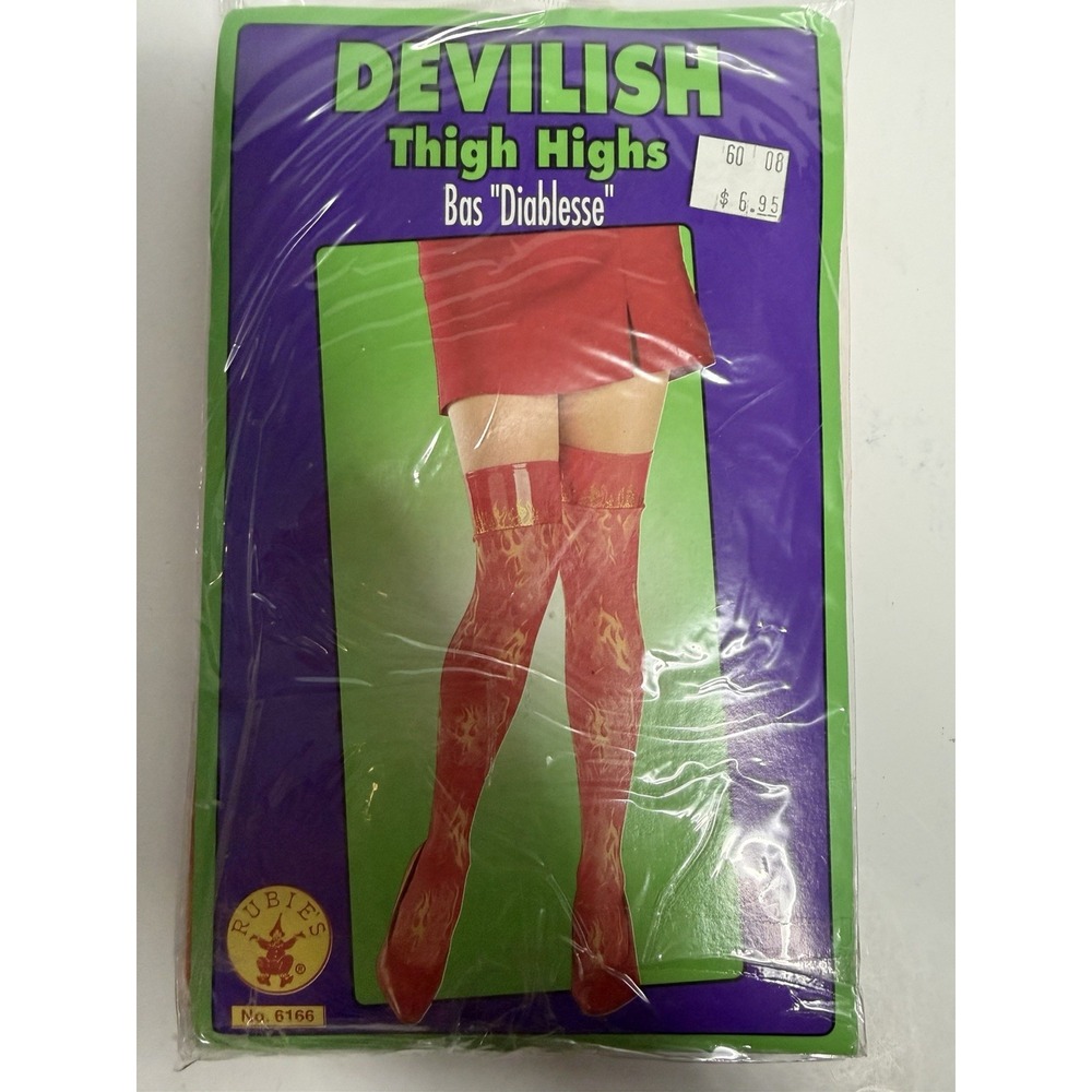 Devilish Thigh High Stockings Adult Red H-3
